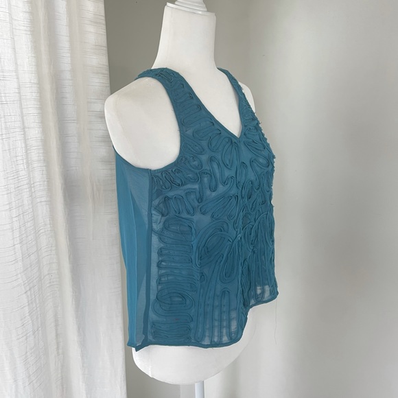 Chandigarh & Lia Teal Green Textured Tank Top - Picture 2 of 7